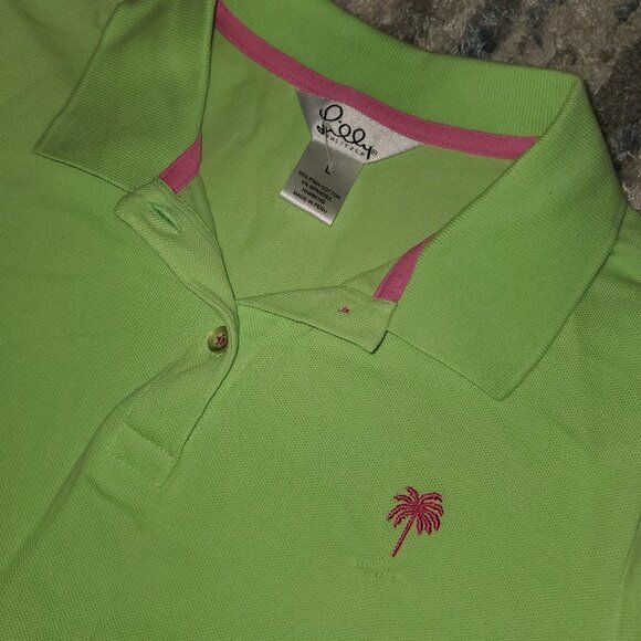 Lilly Pulitzer || Baby Fit Green Polo Top Shirt || Large || EUC - Picture 9 of 12